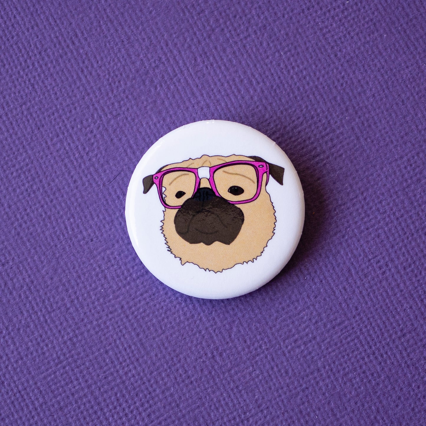 Nerdy Fawn Pug Badge