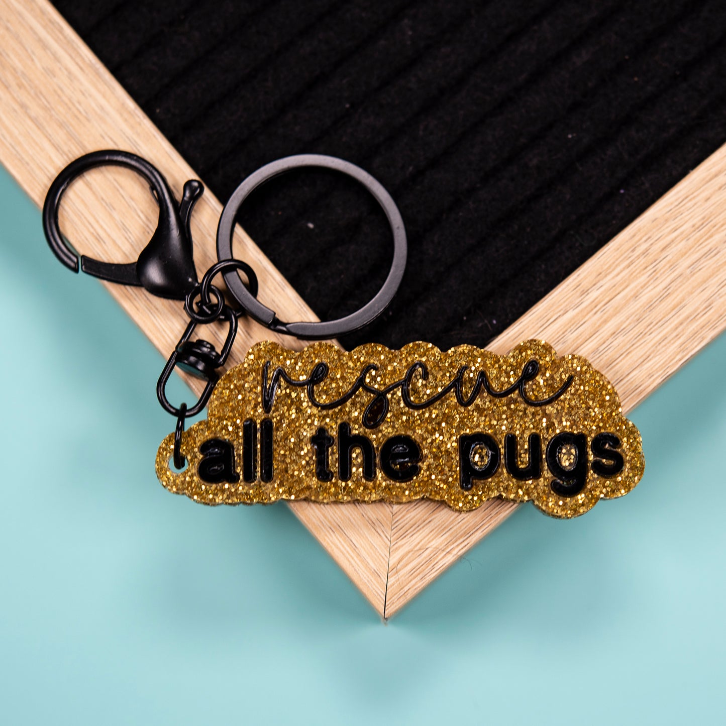 Rescue All The Pugs Keyring