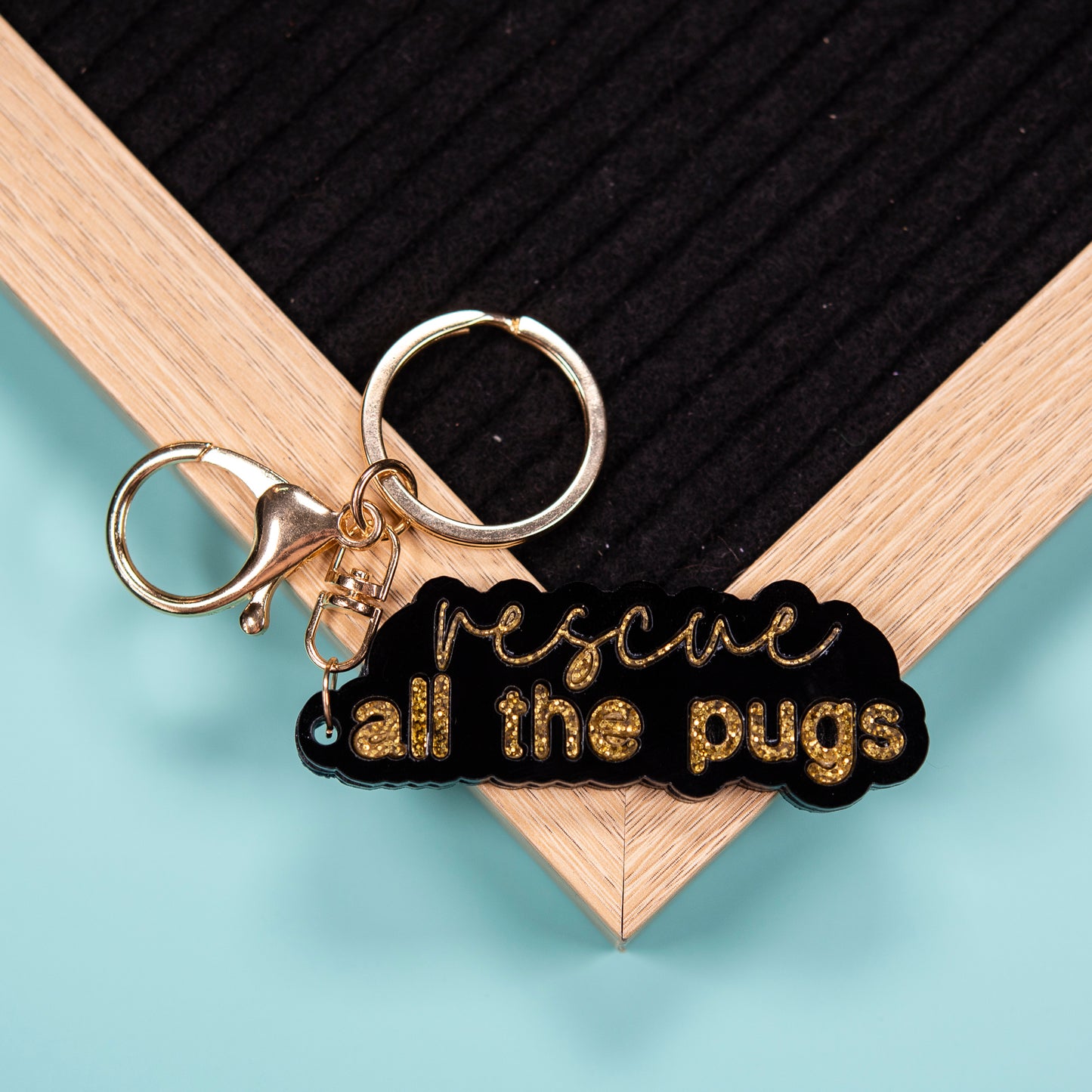 Rescue All The Pugs Keyring