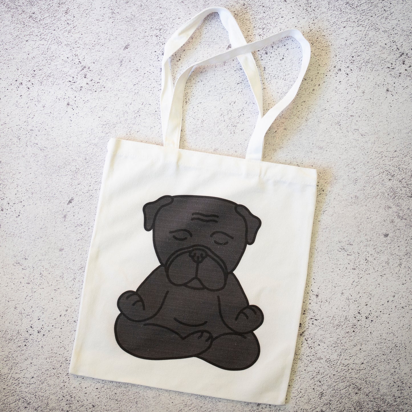 Zen Black Pug Tote Bag